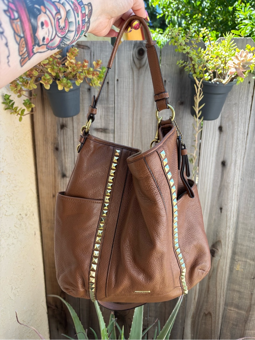 VINTAGE Coach Brown Leather Handbag with Cream Interior